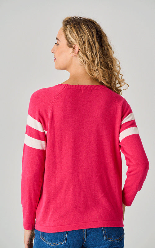 Cashmere Star Jumper In Pink/Ivory