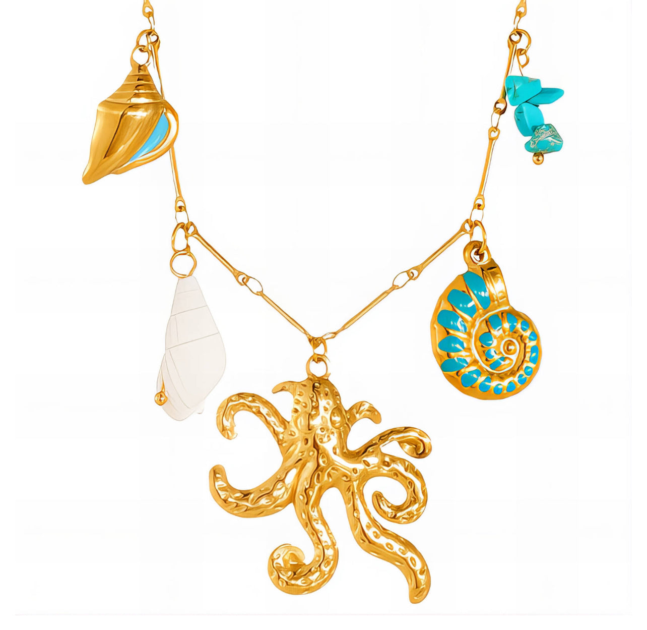 Octopus Necklace In 28k Gold Plating