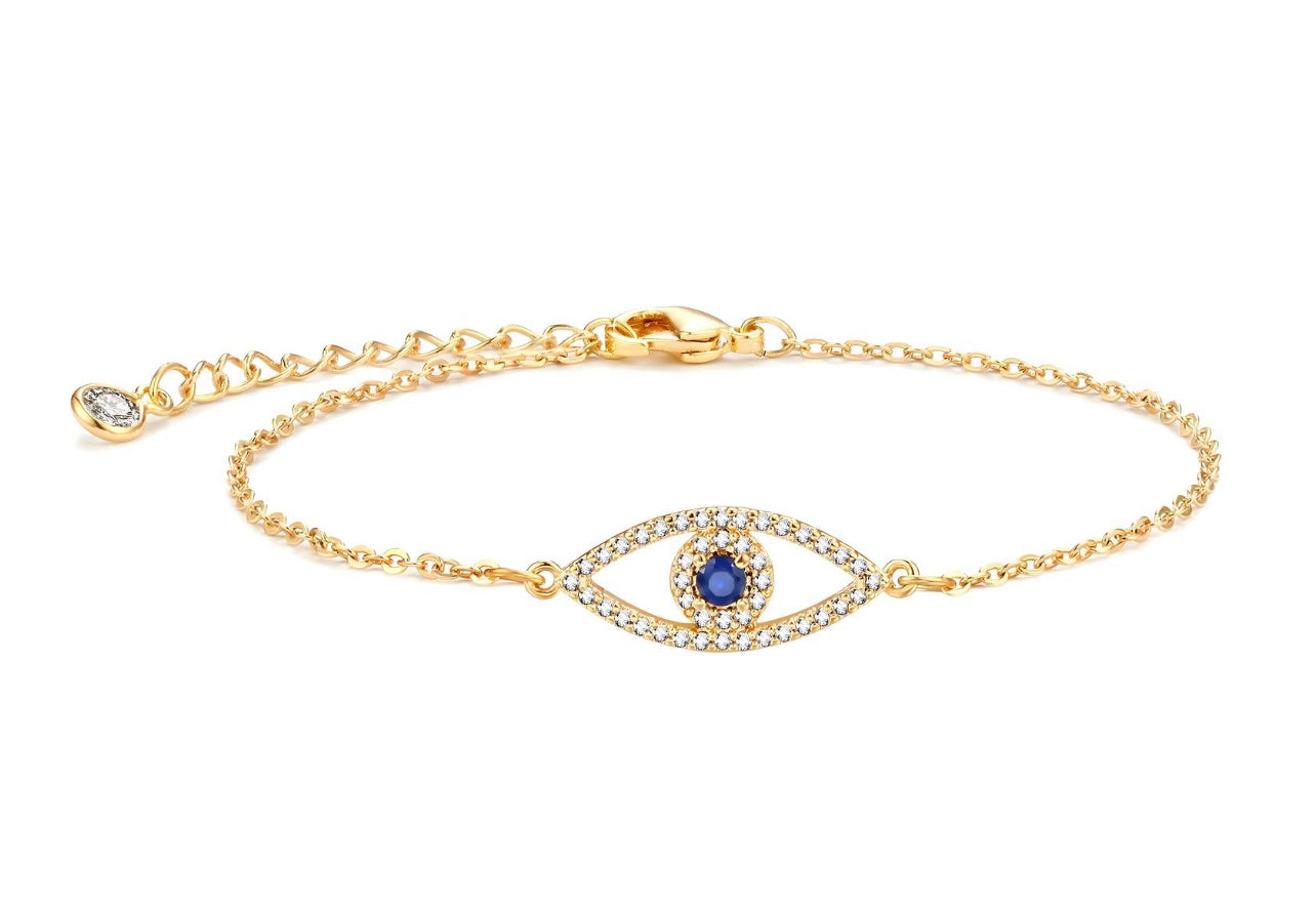 Evil Eye Bracelet In 18k Gold Plated Steel
