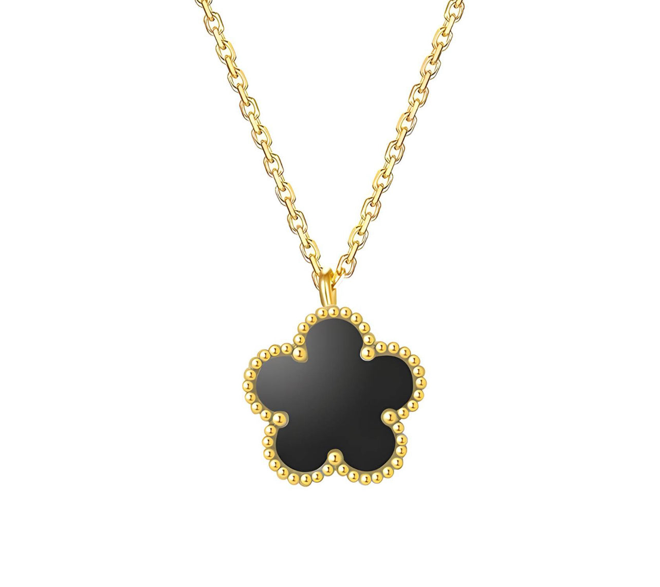 Flower Necklace in 18k Gold Plated Steel
