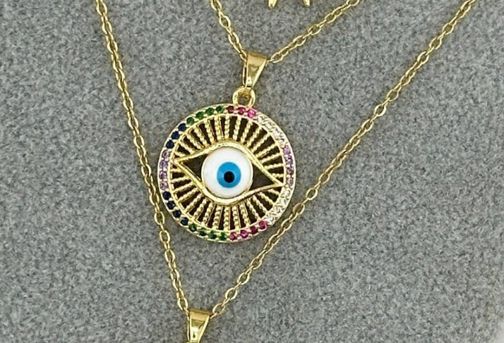 Evil Eye Necklace 18k Gold Plated Steel