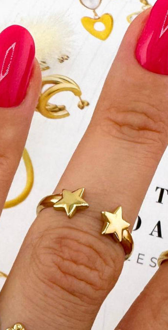 Stars Ring 18k Gold Plated Steel
