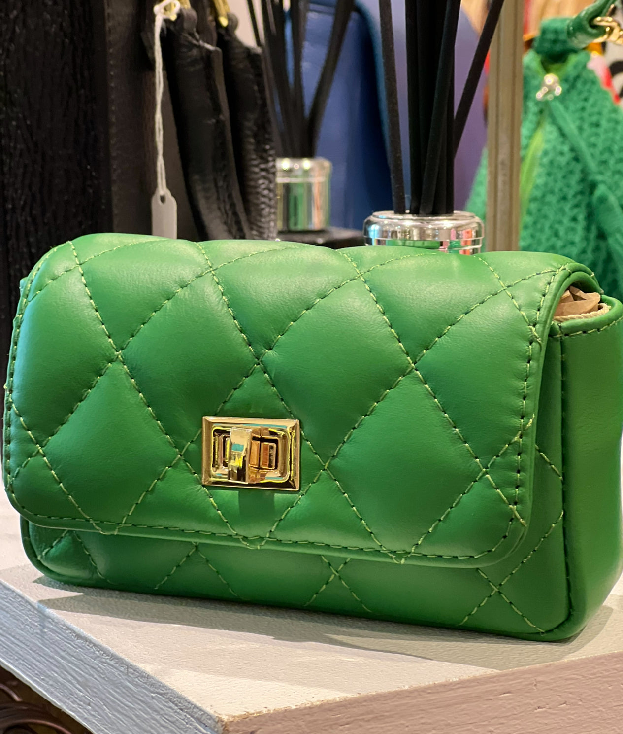 Italian Real Leather Quilted Bag
