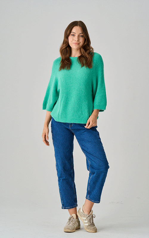 Alpaca Round Neck Jumper In Green