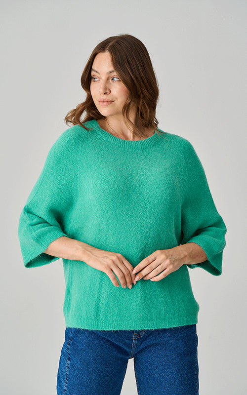 Alpaca Round Neck Jumper In Green