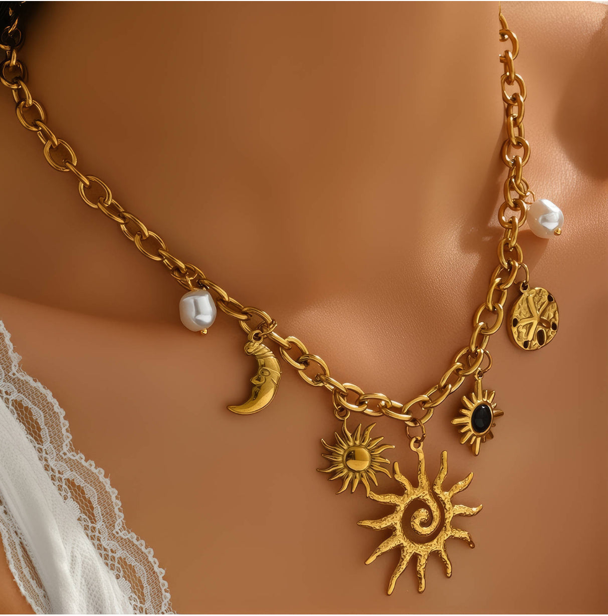 Sun Necklace In 18k Gold Plating