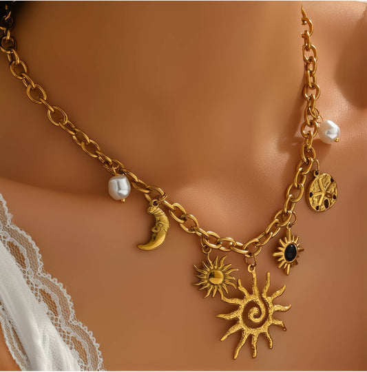 Sun Necklace In 18k Gold Plating