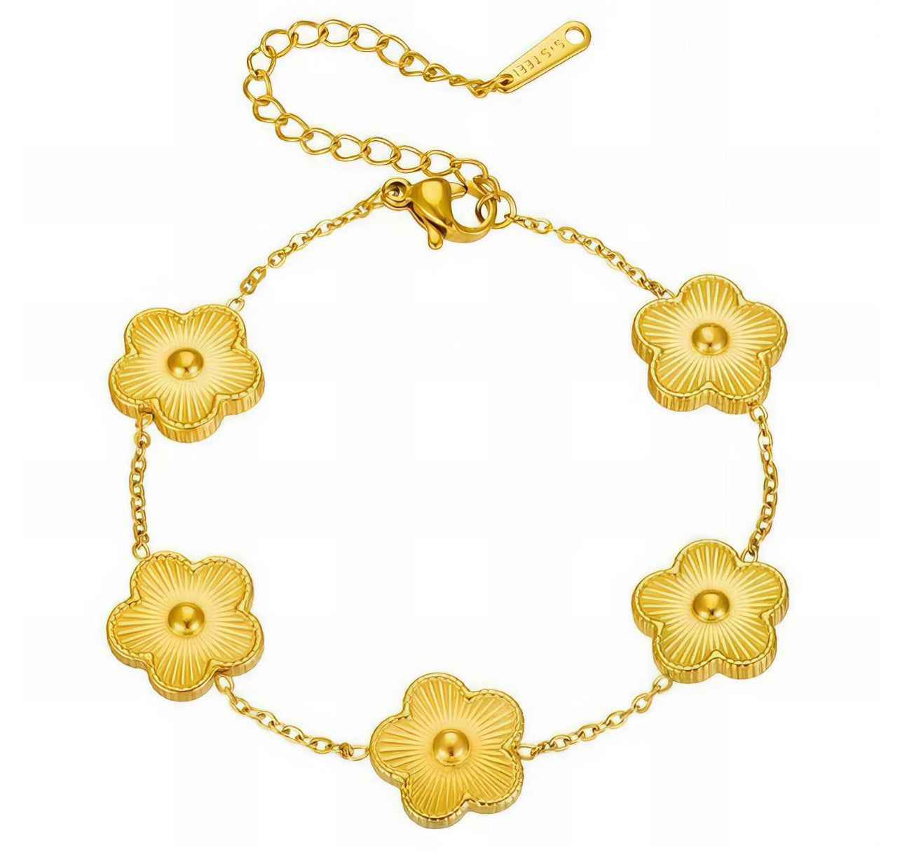 Flower Bracelet 18k Gold Plated Steel