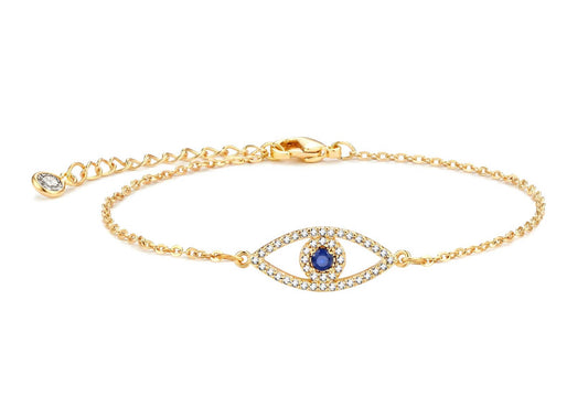Evil Eye Bracelet In 18k Gold Plated Steel