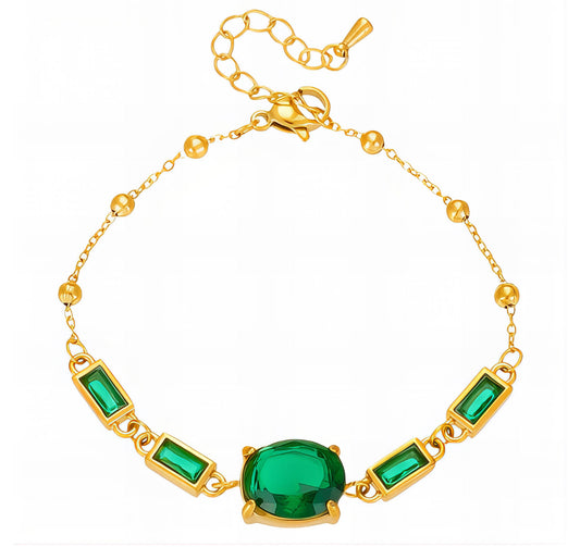 Bracelet Cubic Zirconia 18k Gold Plated Steel