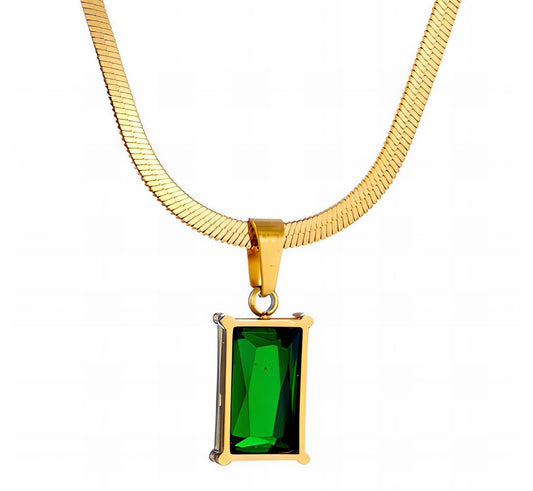 Emerald Cubic Zirconia 18k Gold Plated Necklace
