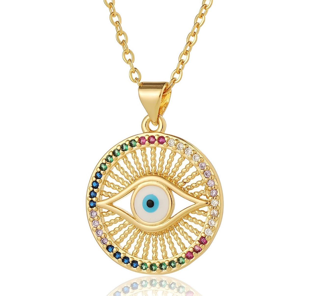 Evil Eye Necklace 18k Gold Plated Steel