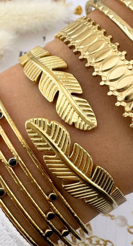 Leaves Bracelet 18k Gold Plated Steel