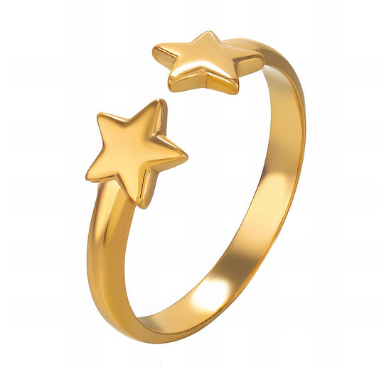 Stars Ring 18k Gold Plated Steel