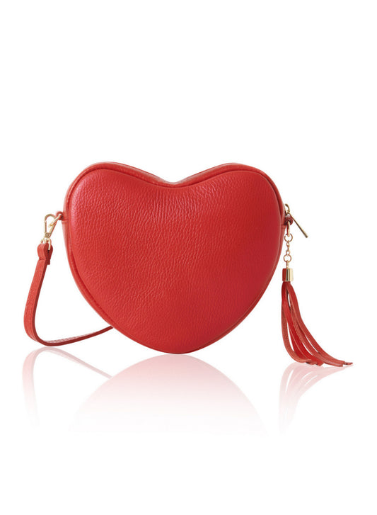 Heart Real Leather Shoulder Bag